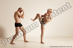 Underwear Martial art Man - Man White Moving poses Slim Short Blond Dynamic poses Academic